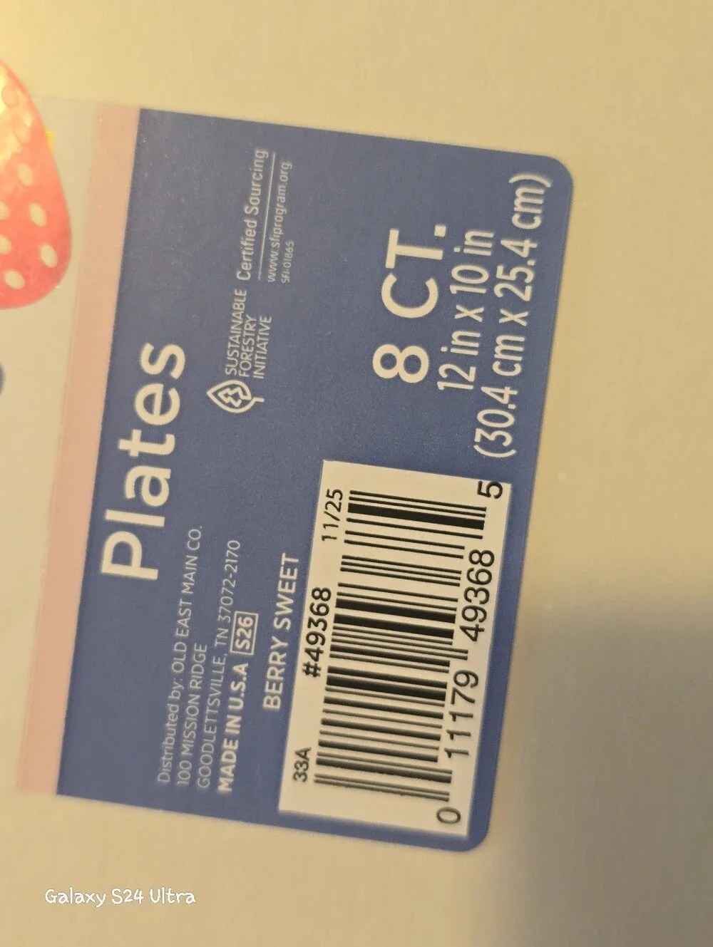 Cherry & Strawberry Decor Disposable Paper Plates 2pks Of 8ct (16 Total) NEW
